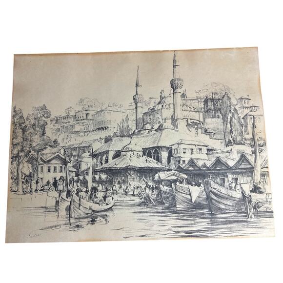 John Frederick Lewis Scutari the Asiatic Port of Constantinople 1835 Print 16x12 - Picture 1 of 10
